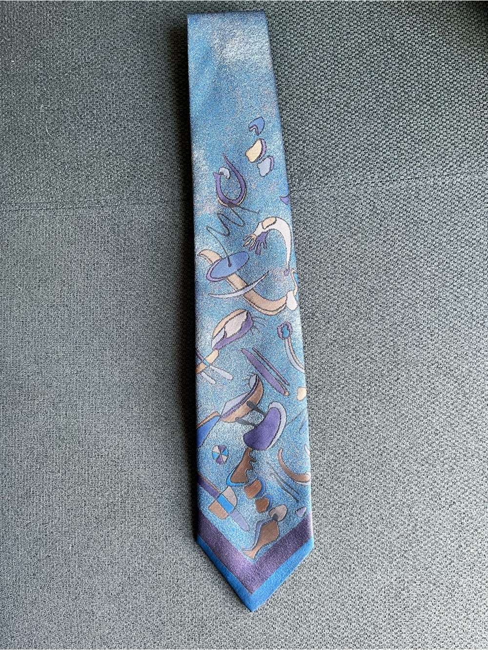 Vintage Oscar de la Renta Blue Patterned Tie